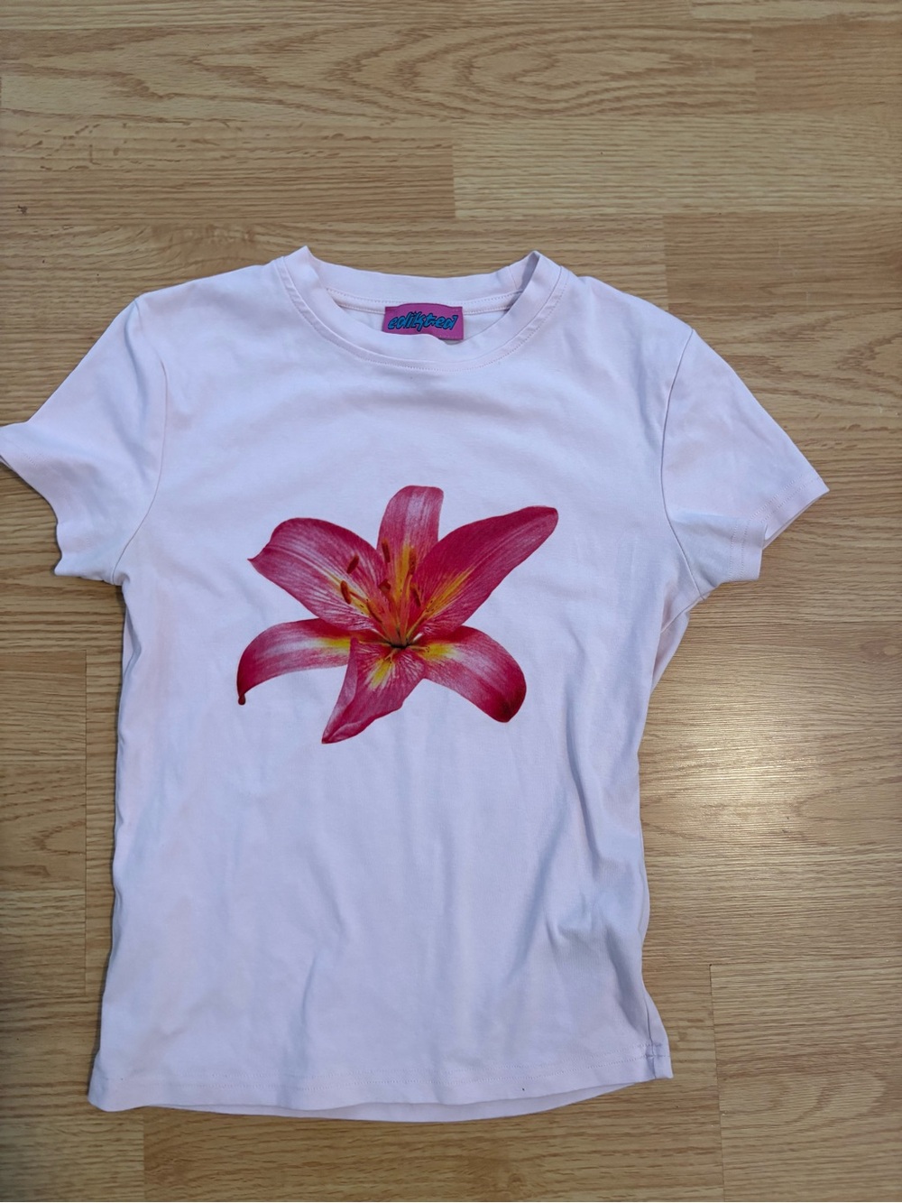 Edikted Pink Tee with Bold Floral Graphic
